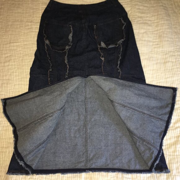 Vintage Marithe Francois Girbaud Blue Long A-Line Denim Skirt size 31 - Picture 13 of 13